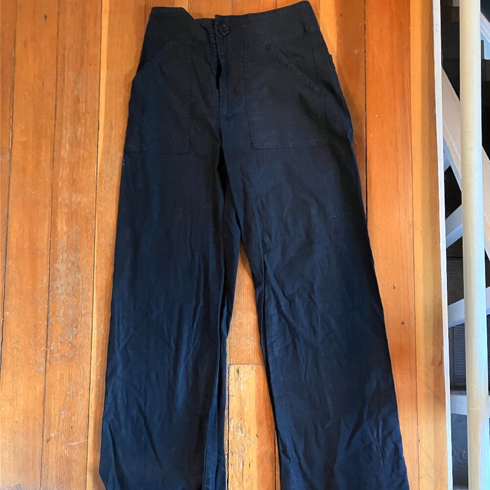 The Colette Linen Blend Crop Wide-Leg Pants by Maeve Black Size 0